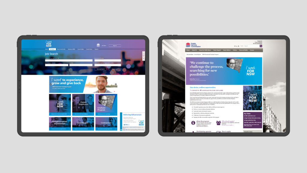iPads showing I Work For NSW content